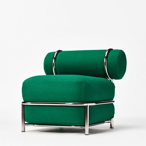 ikea green inflatable chair from the front