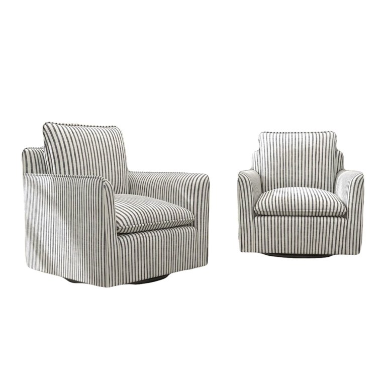 set of striped swivel chairs