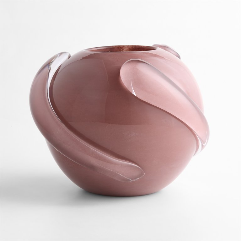 short pink swirled glass vase