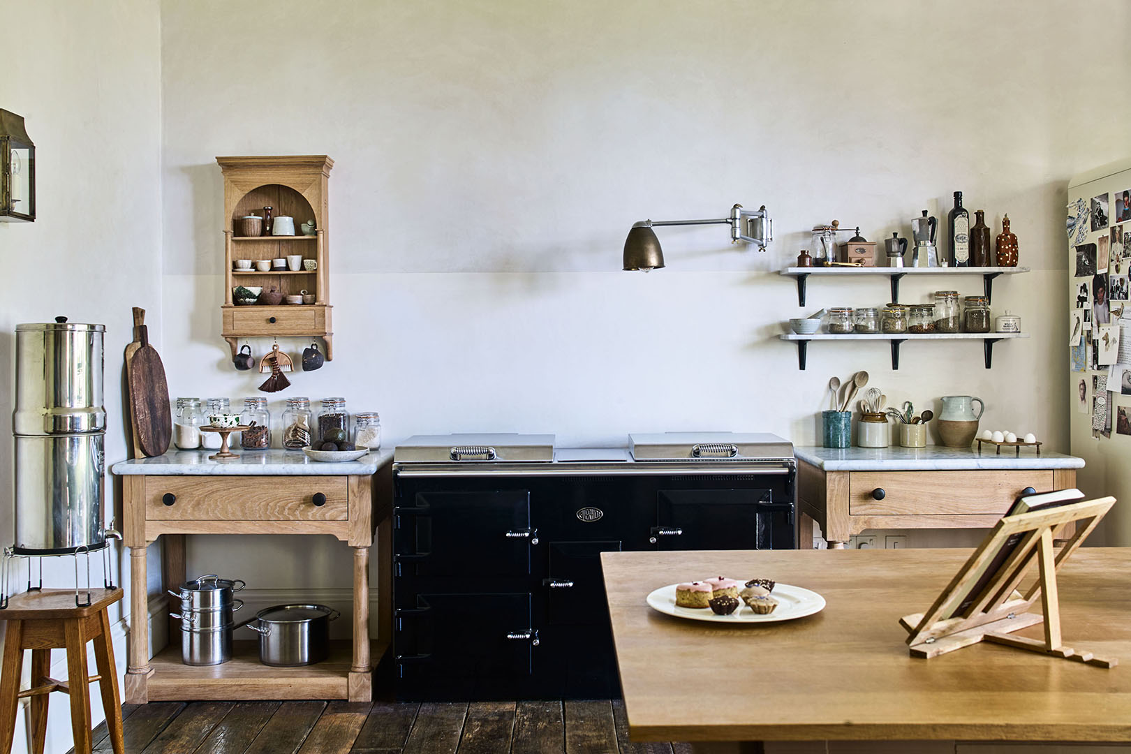 white kitchen with freestanding furniture