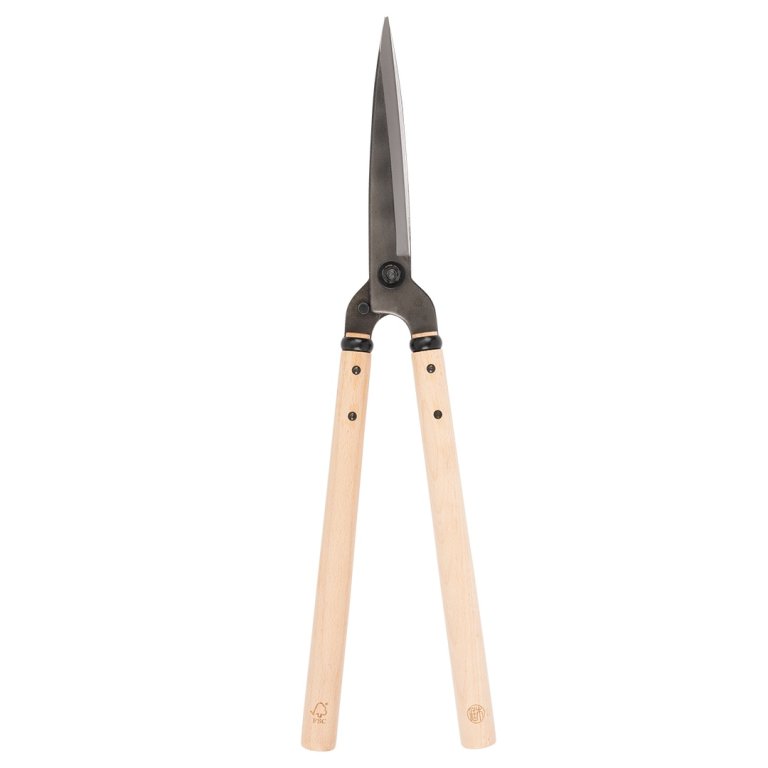 long garden shears with wooden handles