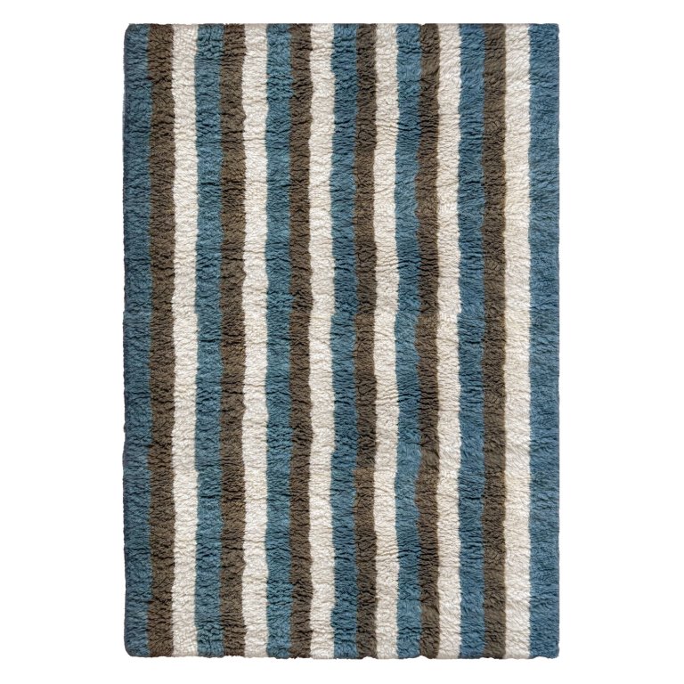 vertical blue striped rug