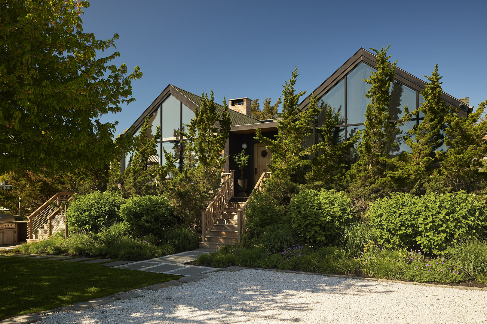 black gabled home exterior