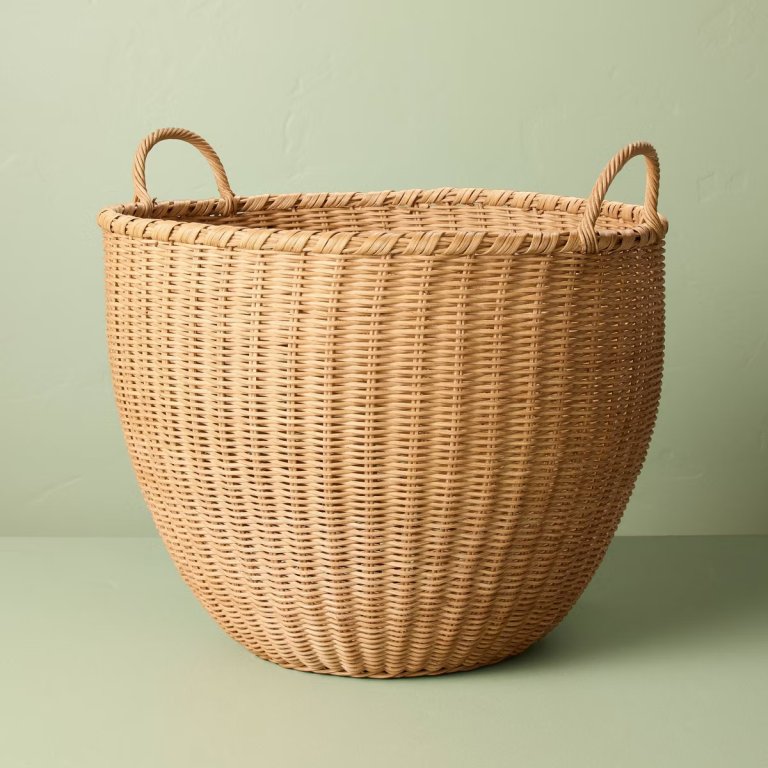 large woven basket with handles