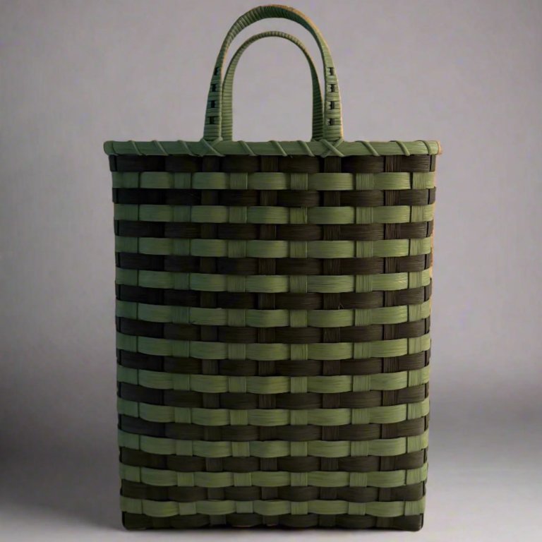 tonal green striped basket