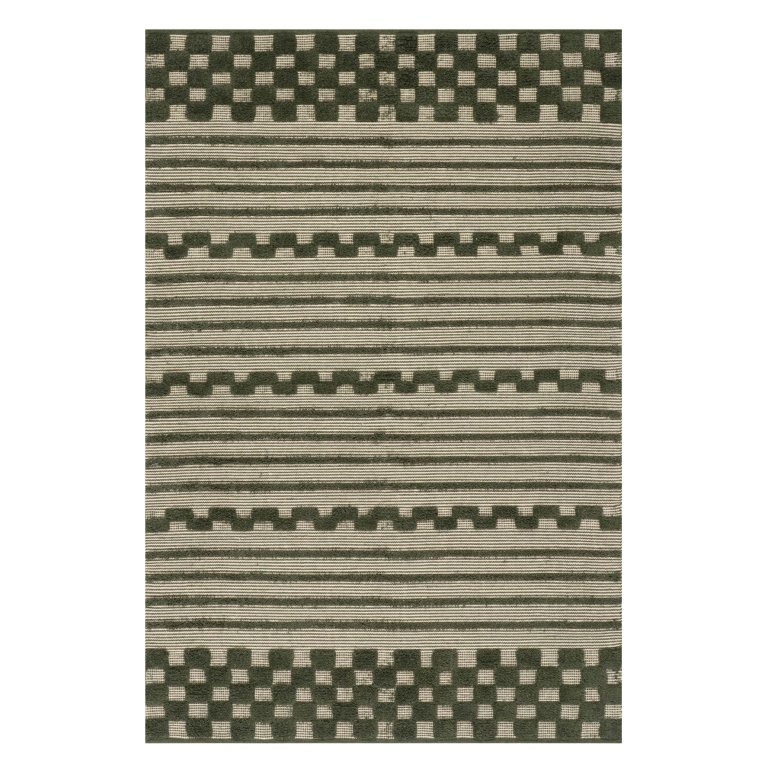 striped and checkered rug