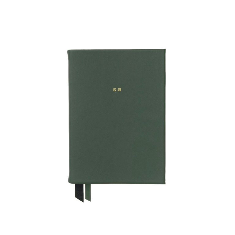 mini leather bound notebook with monogram
