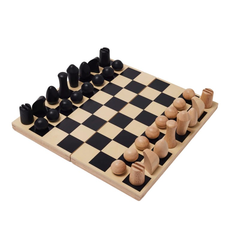sculptural wooden chess set