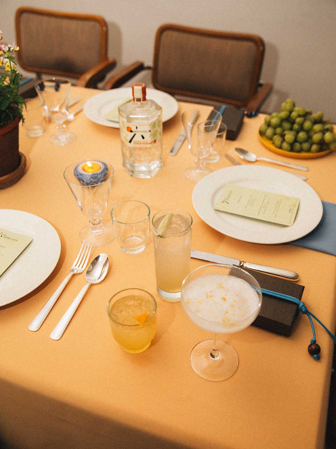 cocktails on spring table