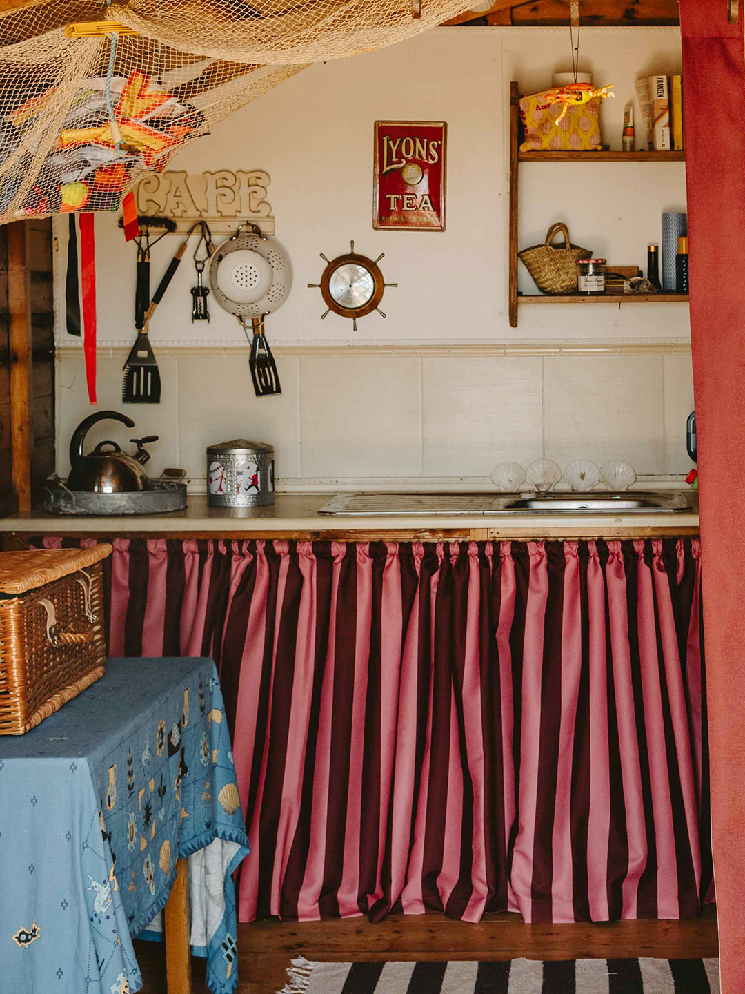 kitchen area of beach hut interior