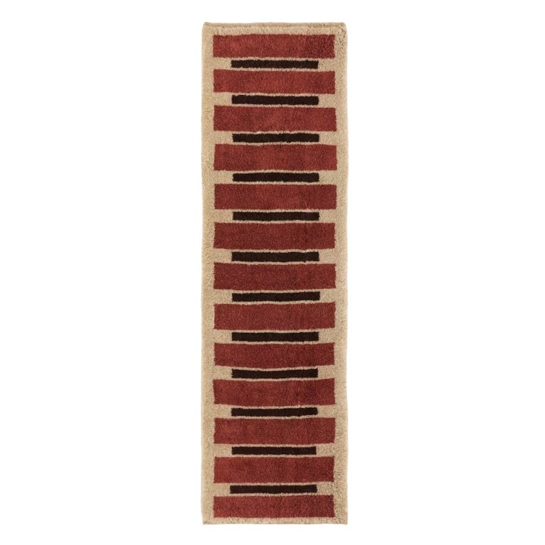 brick colored striped runner
