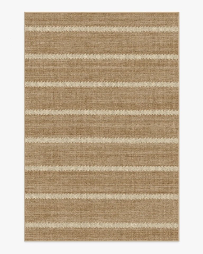 Jute-colored rug with cream stripes.