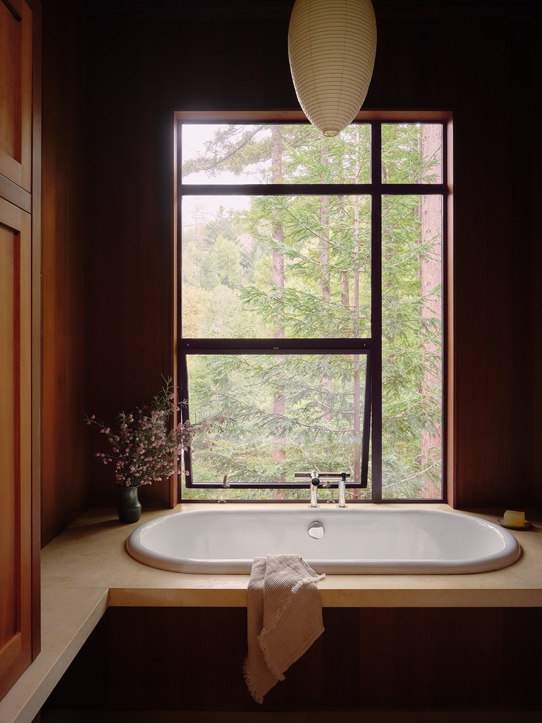 bathroom sink with large window