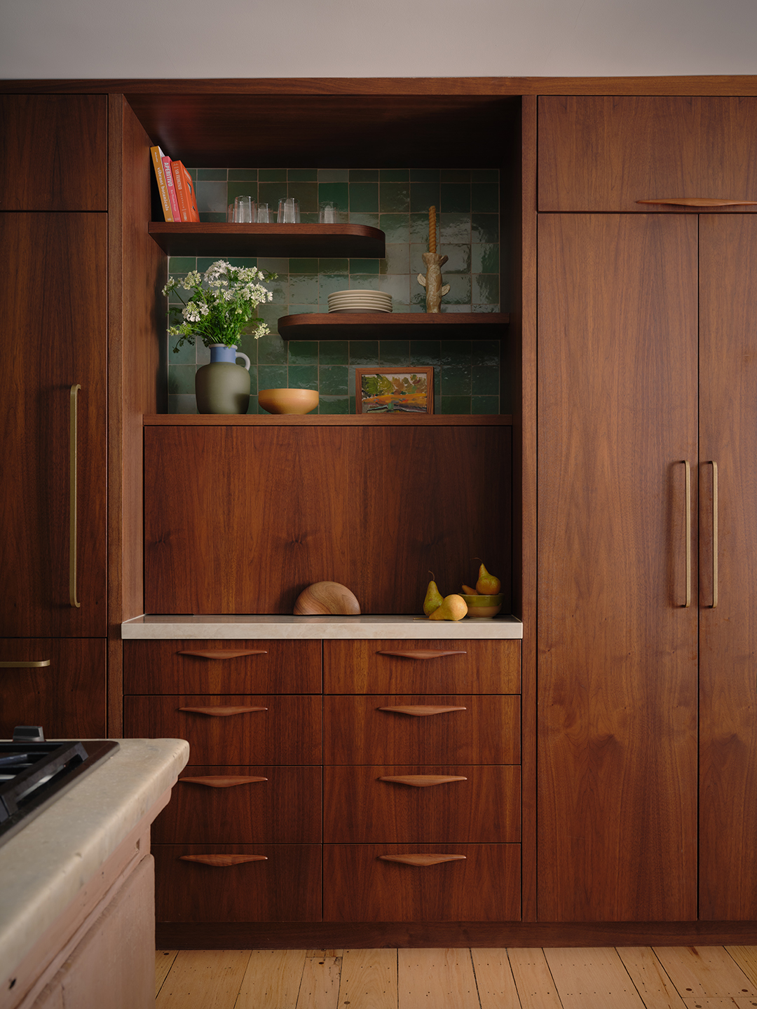 kitchen with wood cabinetry