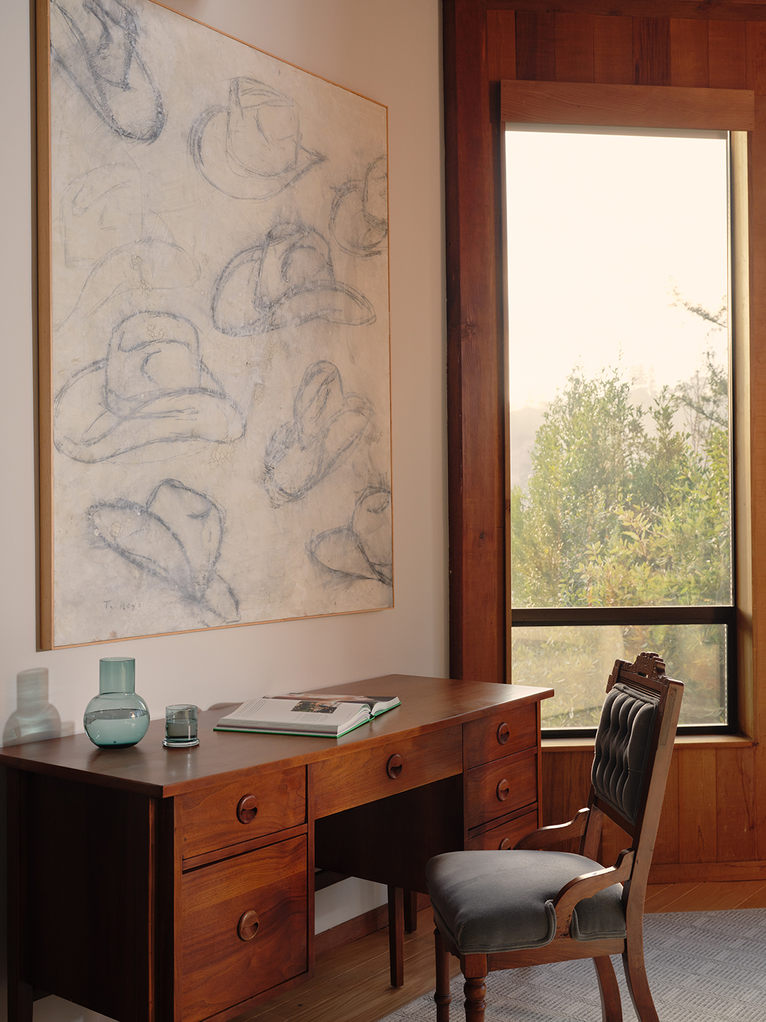 desk with cowboy hat art