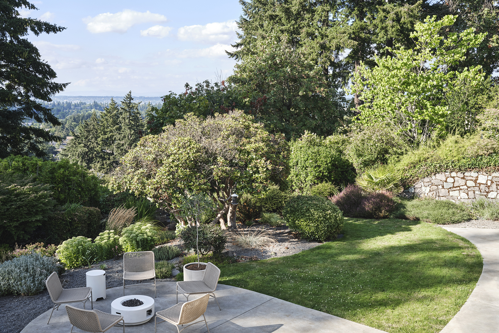 outdoor area and seating around a firepit