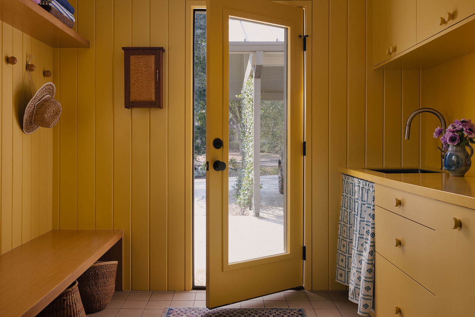 yellow mudroom