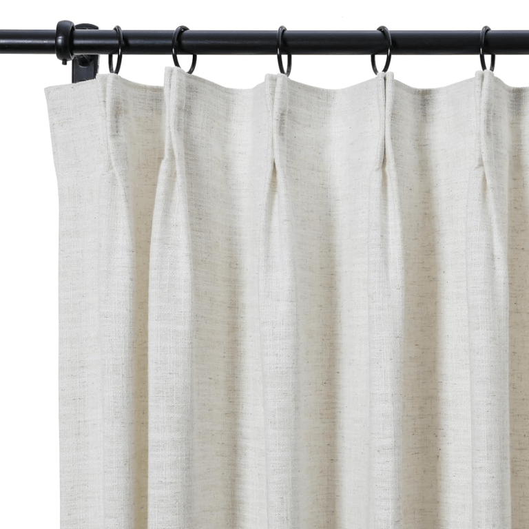 pinch-pleated linen curtain