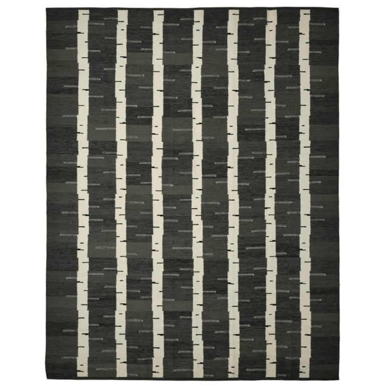 black and white graphic rug
