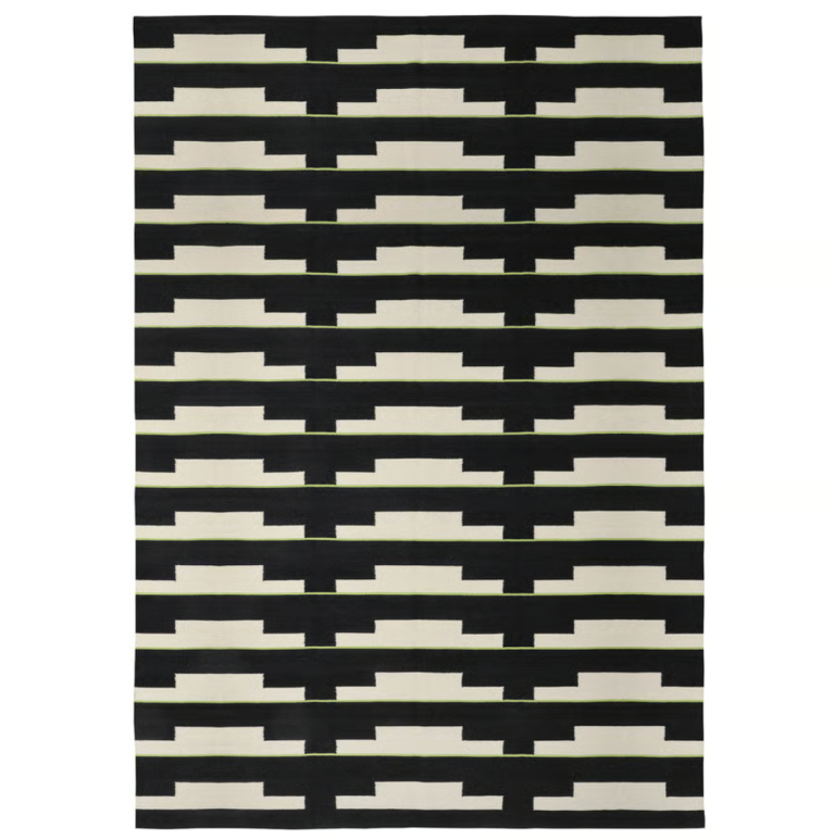 black and white rug