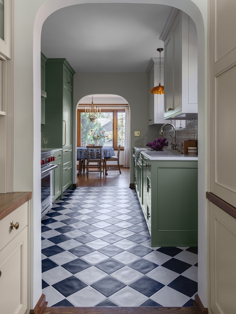 green galley kitchen