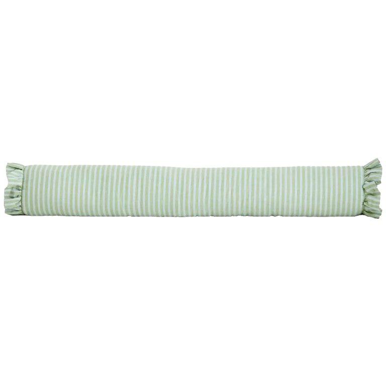 green striped bolster pillow