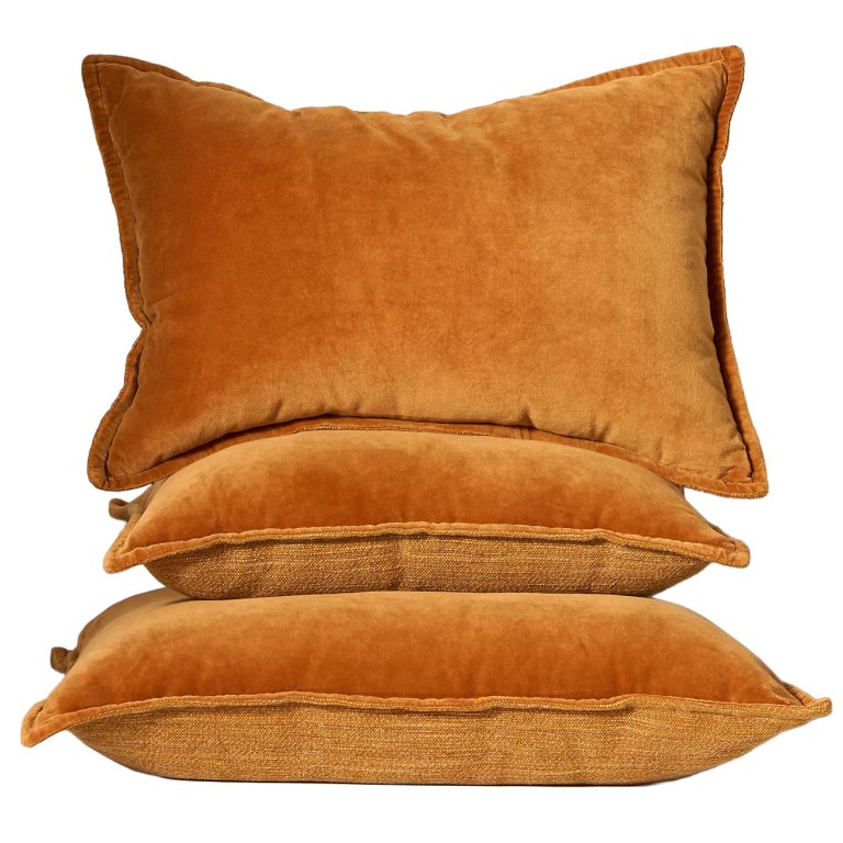 orange velvet throw pillows