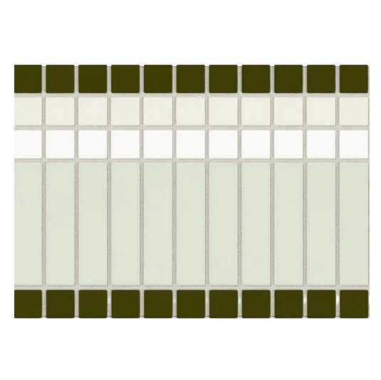 tonal green patterned tile skirting