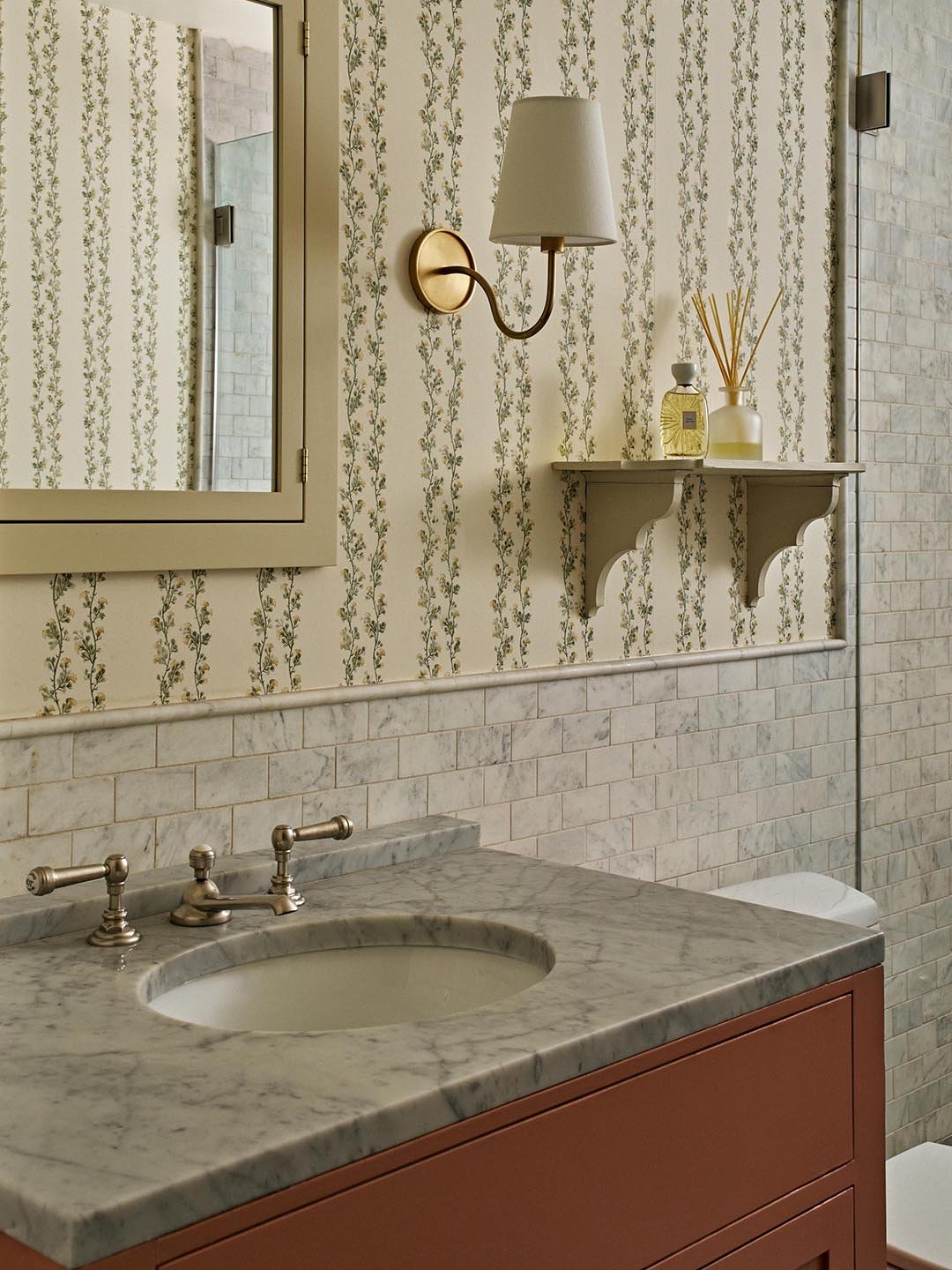 floral wallpaper bathroom