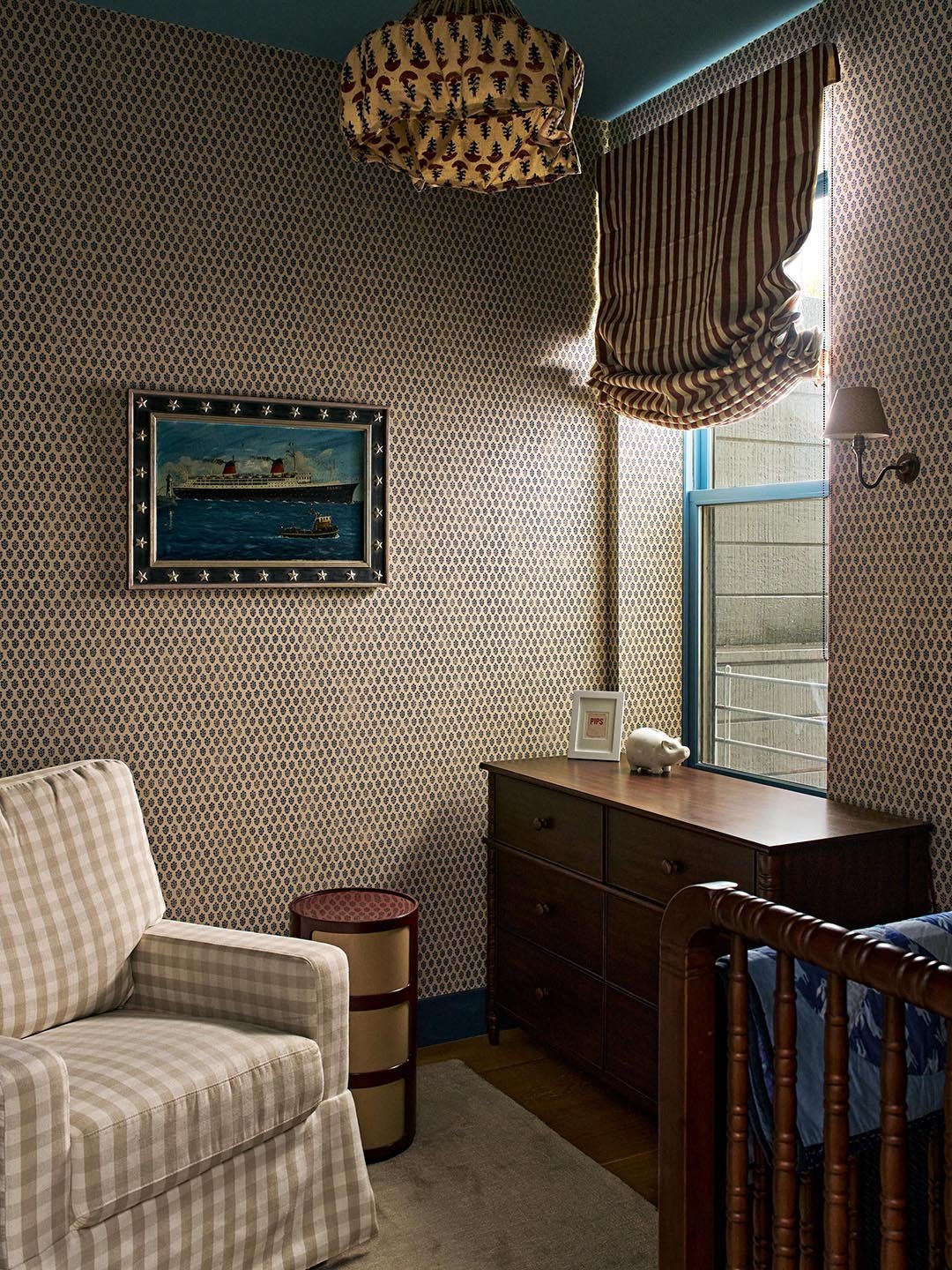 wallpapered nursery