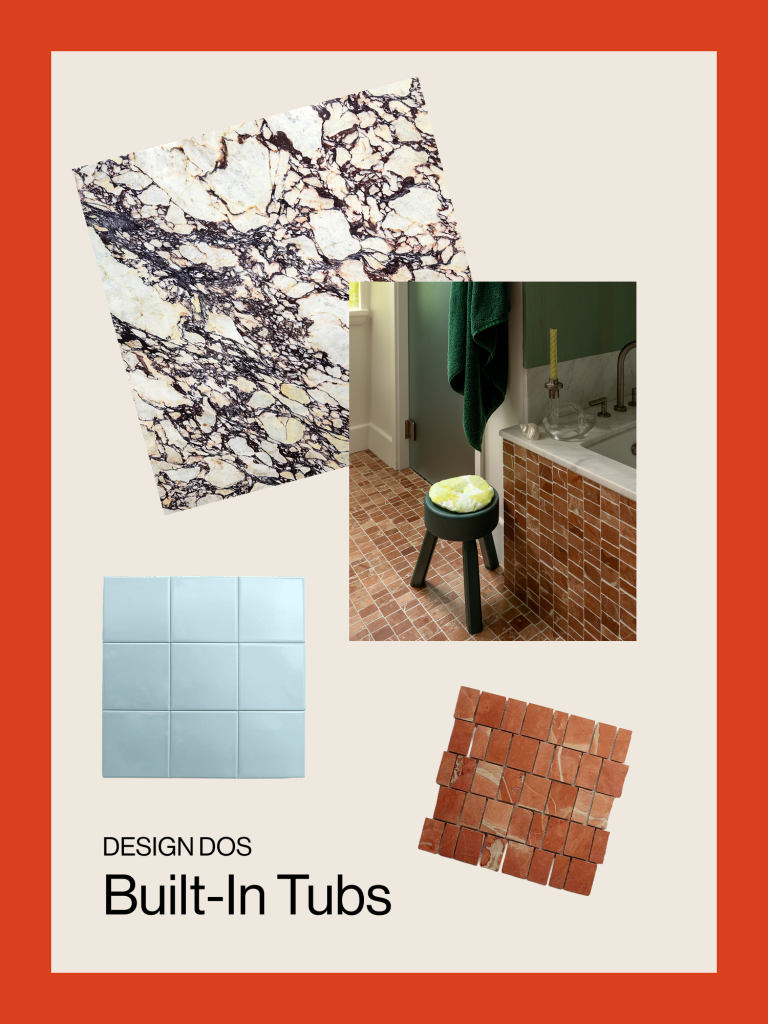 built-in tubs materials collage