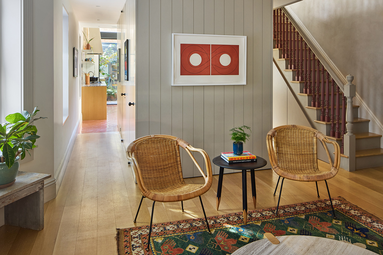 living room and stairwell
