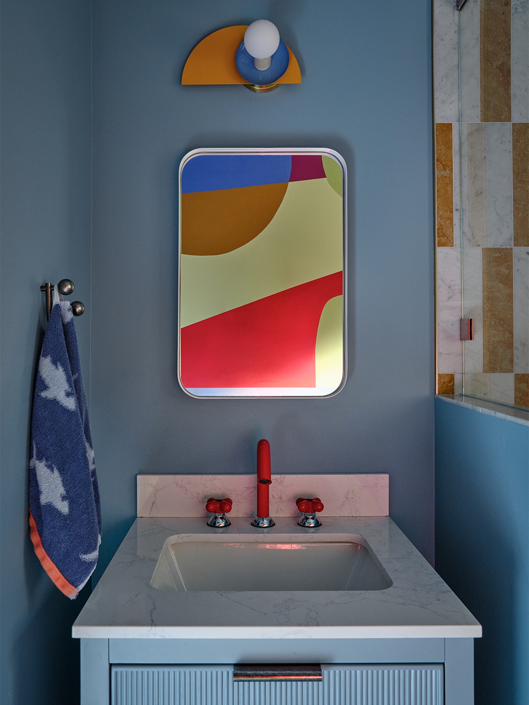 blue bathroom vanity