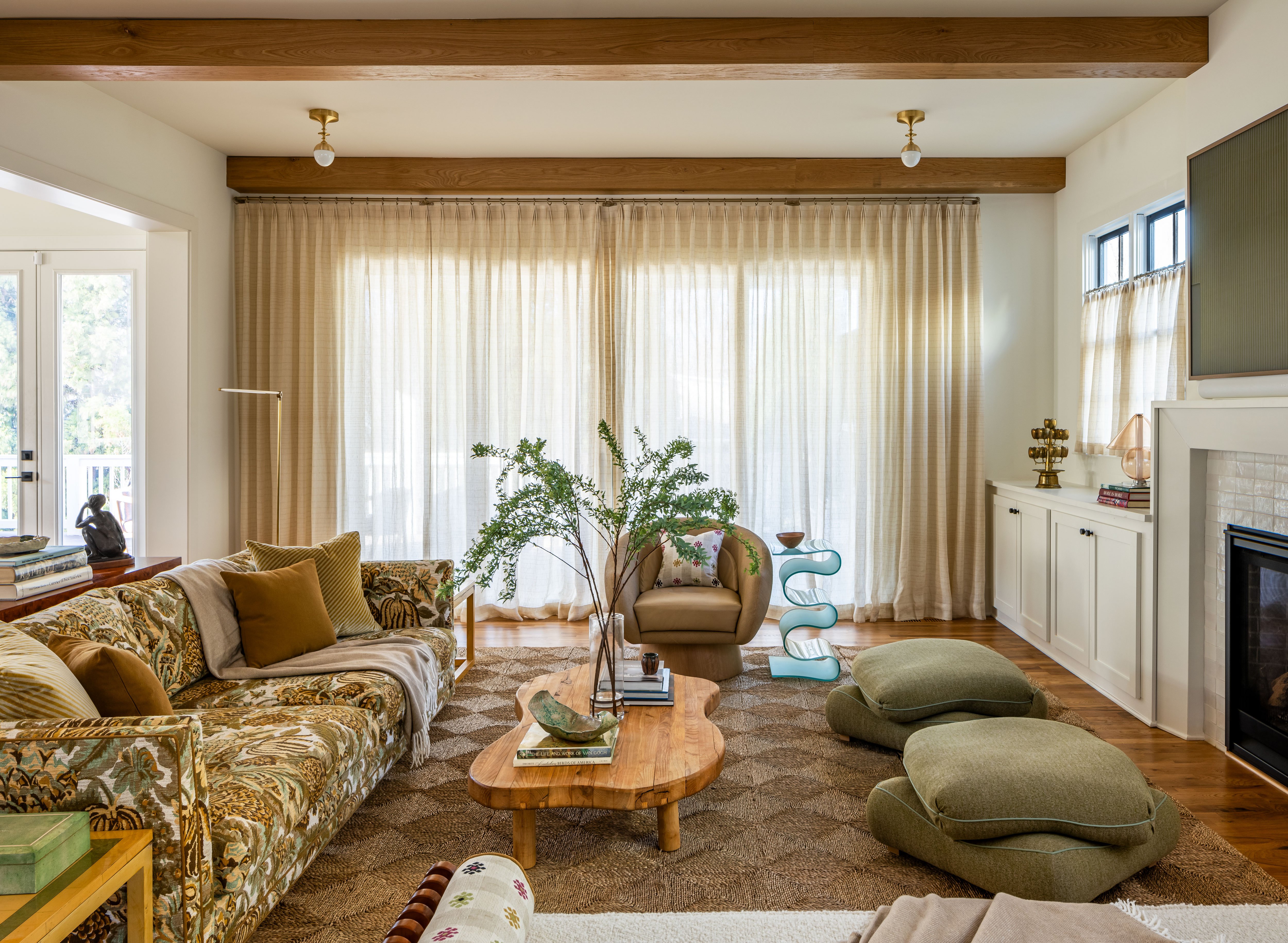 living room with sisal rug