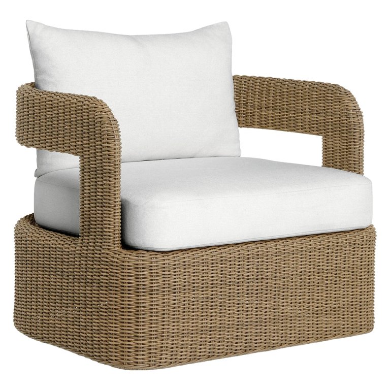 white lounge outdoor swivel chair