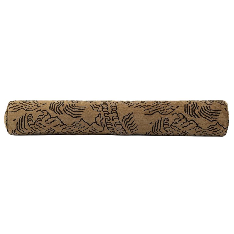 brown abstract print bolster pillow