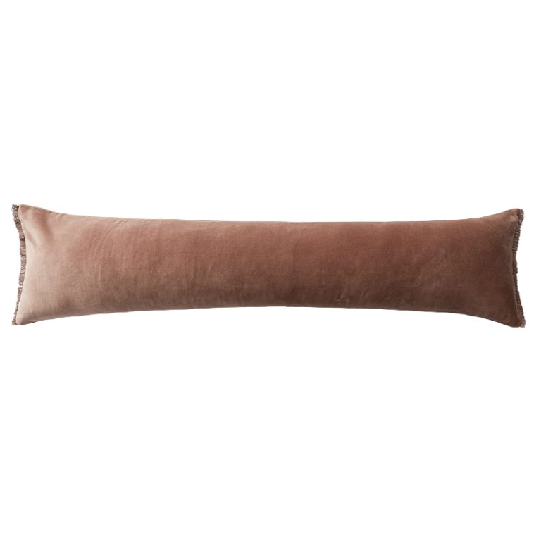 blush velvet lumbar pillow