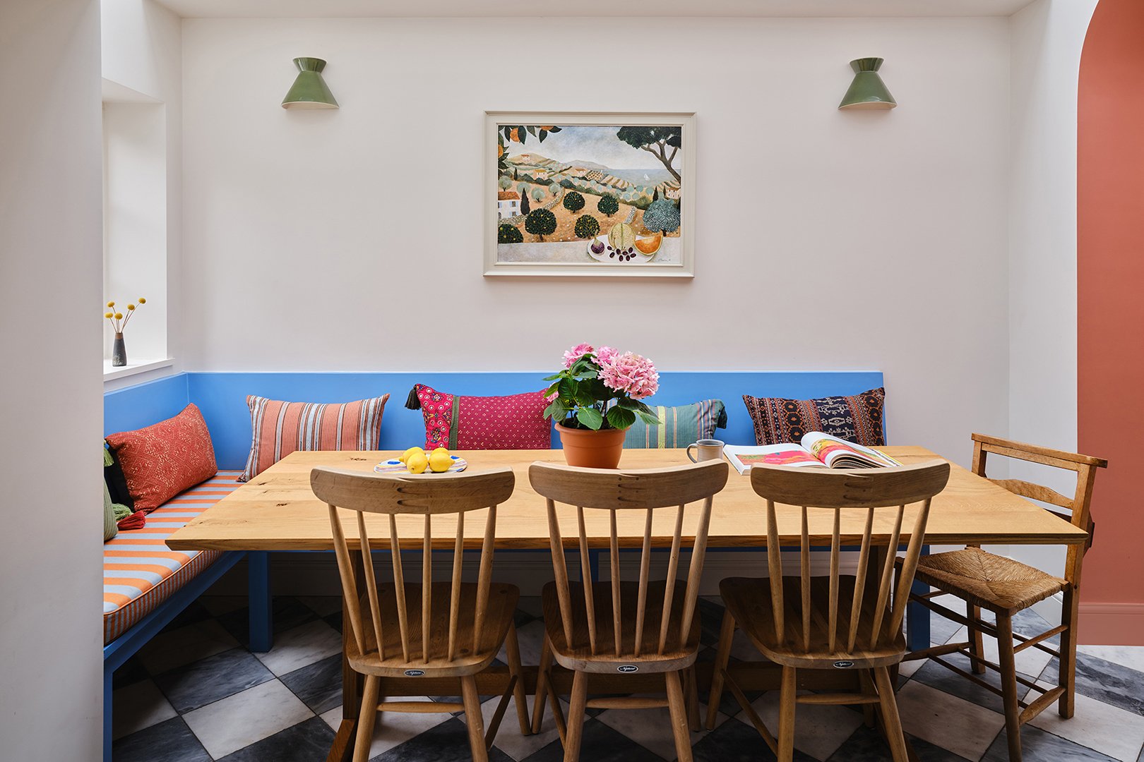 blue kitchen banquette