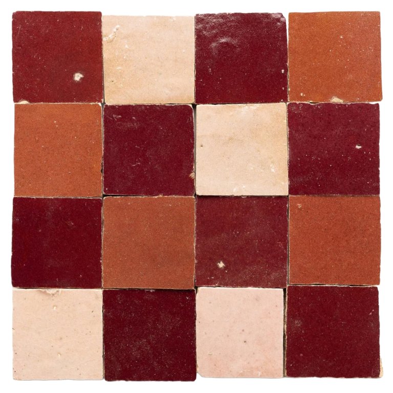 orange, red, and pink checkerboard tile