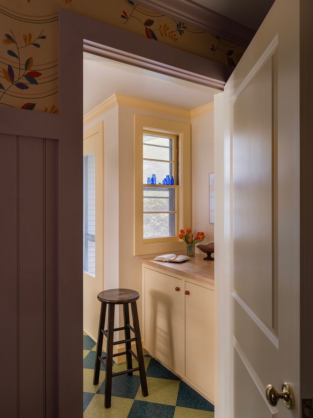 view of counter nook in yellow kitchen