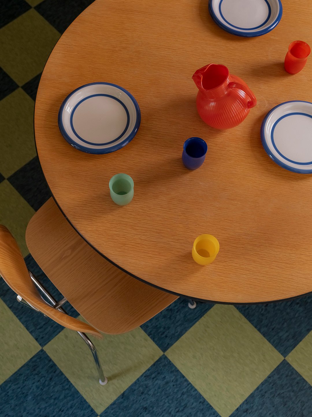 round table and wood chair