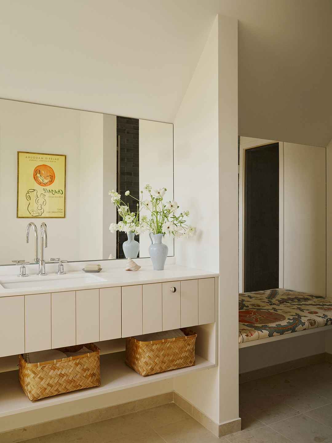 bathroom with large mirrors