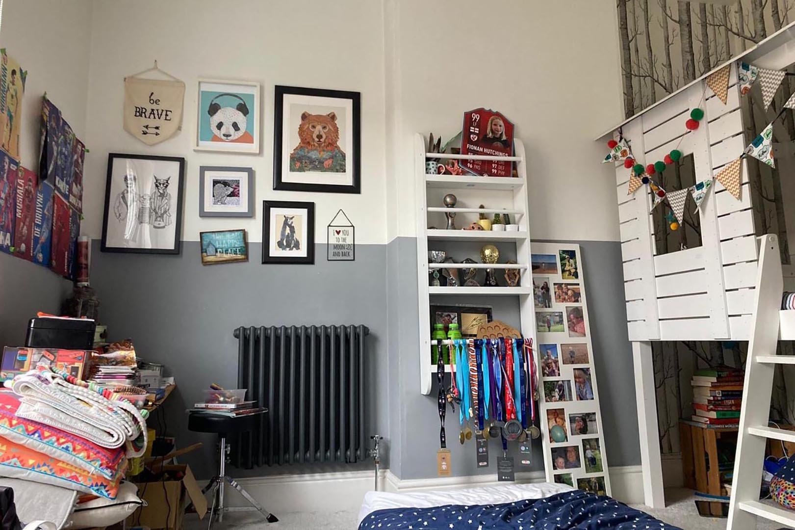 gray and white kids room