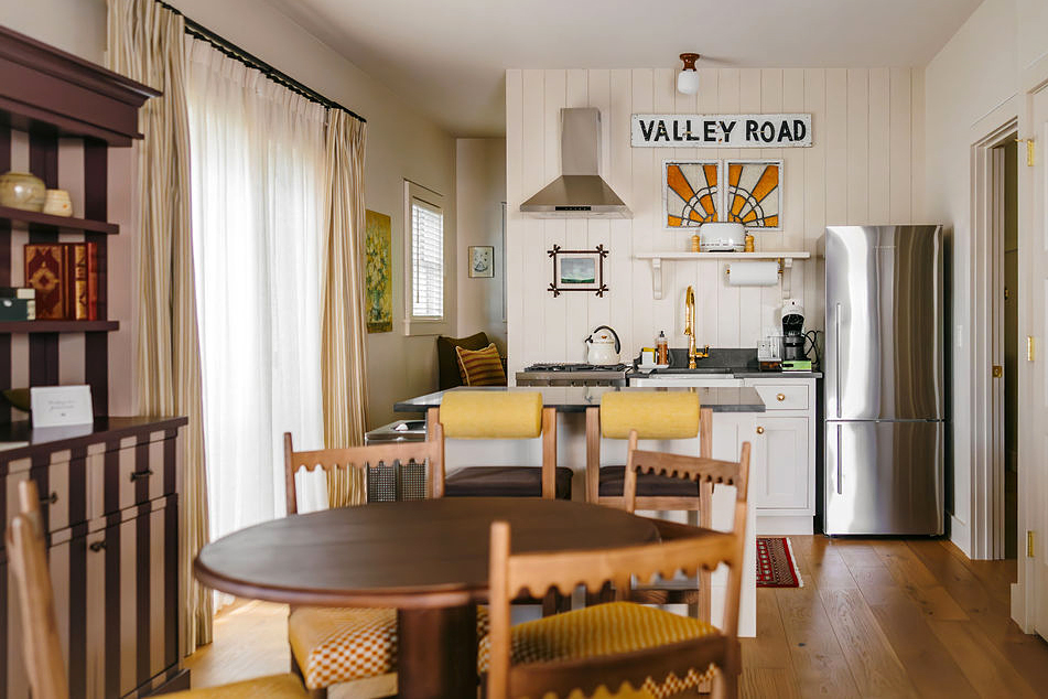 view of cottage dining room and kitchen