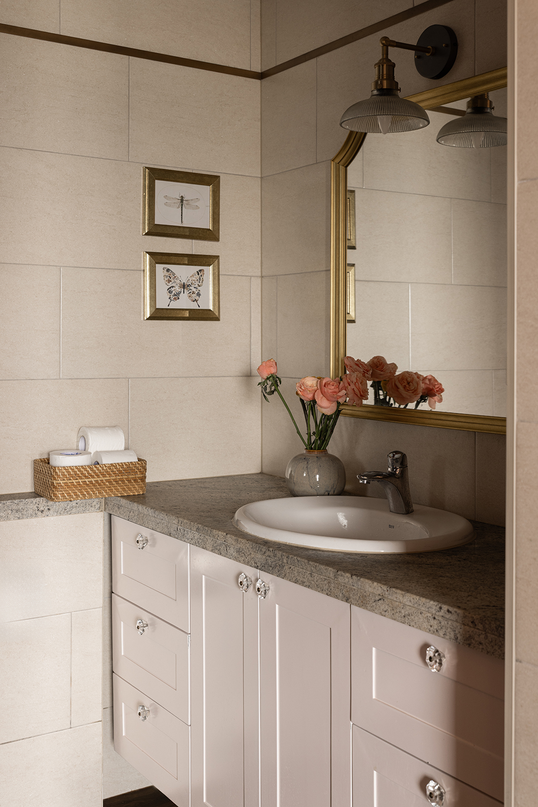 bathroom with pale pink sink
