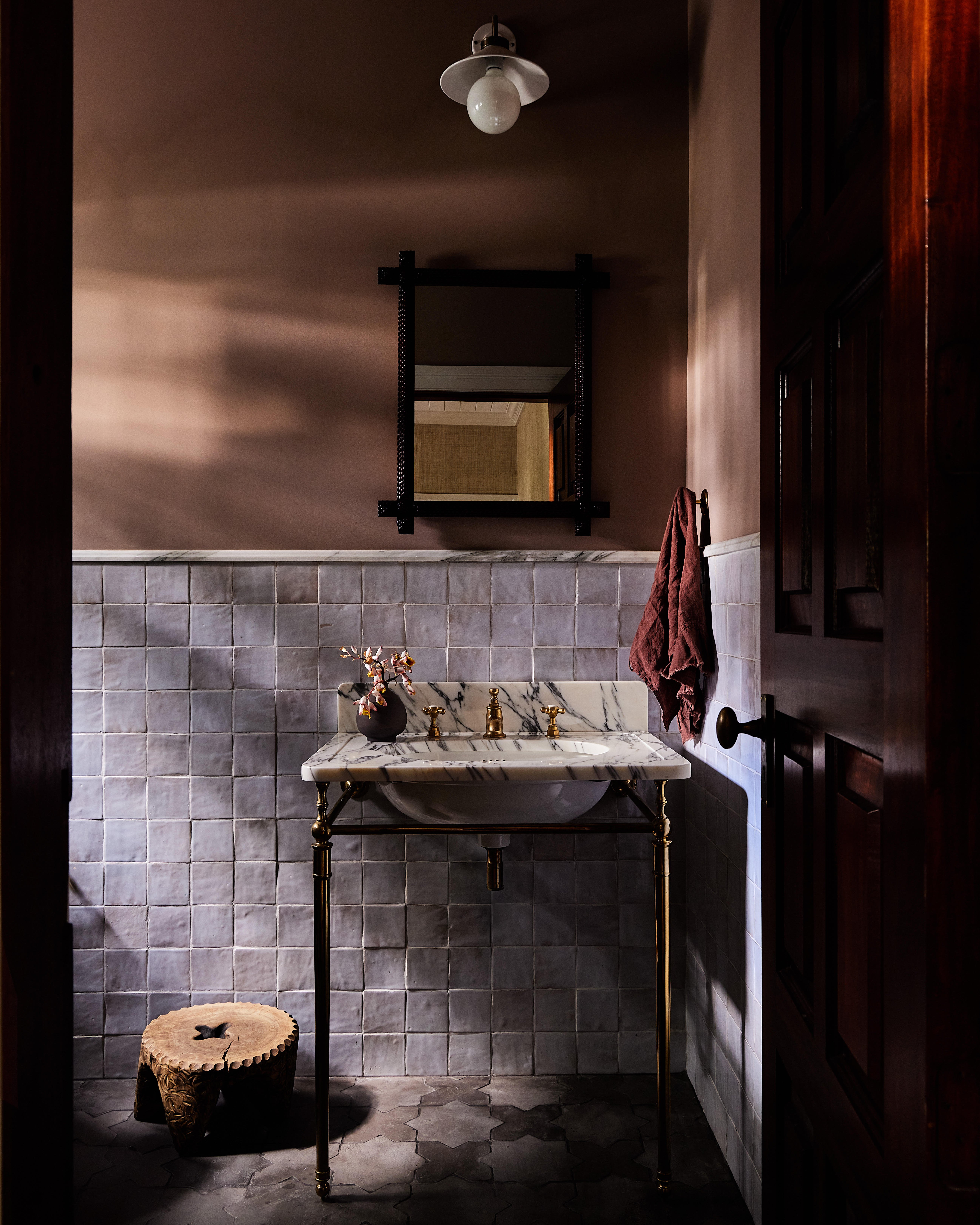 lavender zellige bathroom