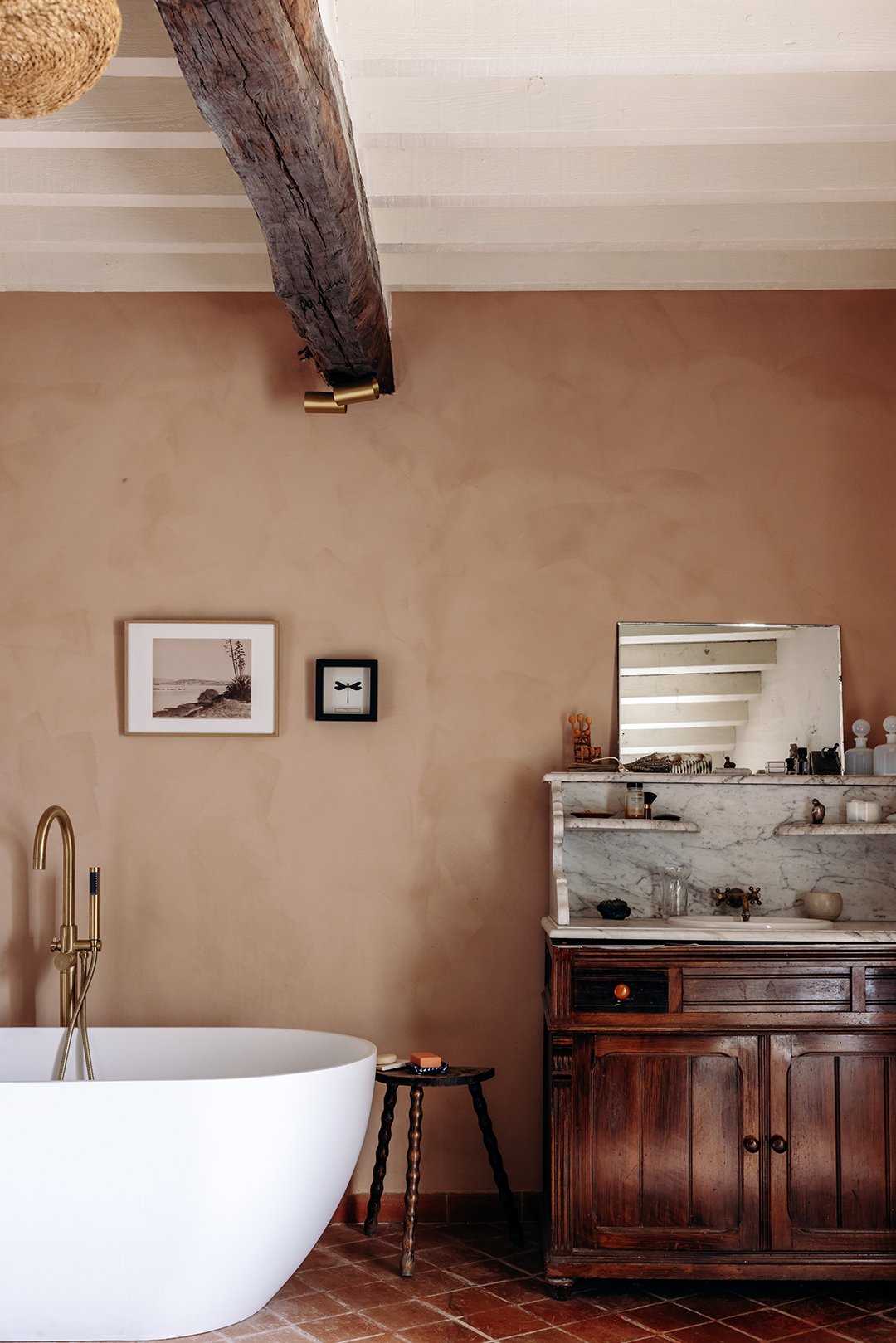 pink plaster bathroom