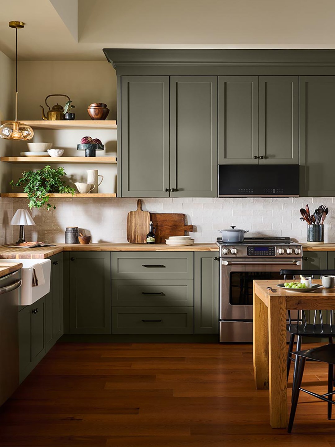 dark green kitchen