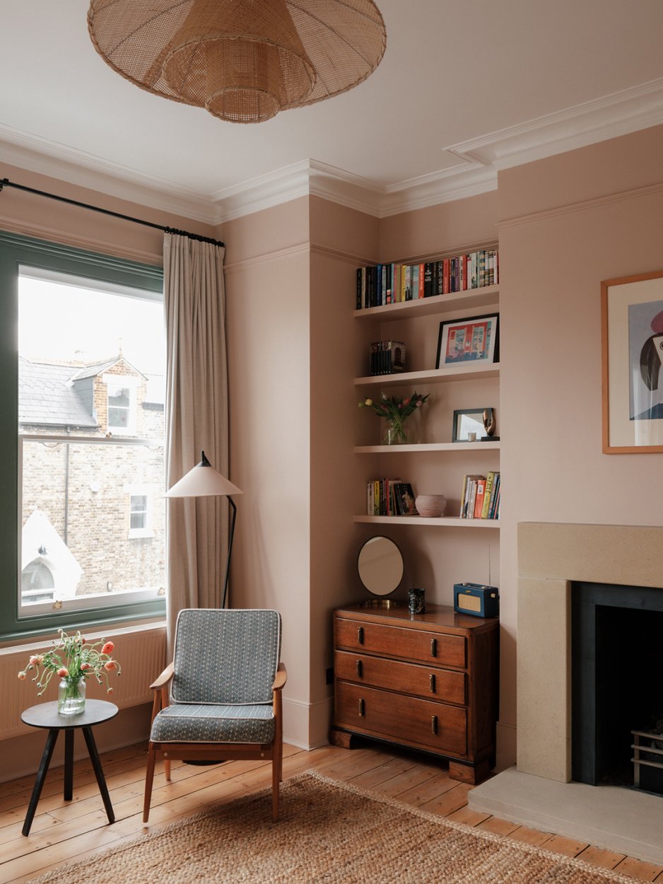 seating area near fireplace