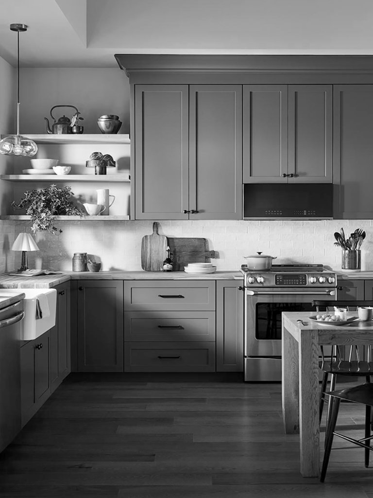 black and white kitchen